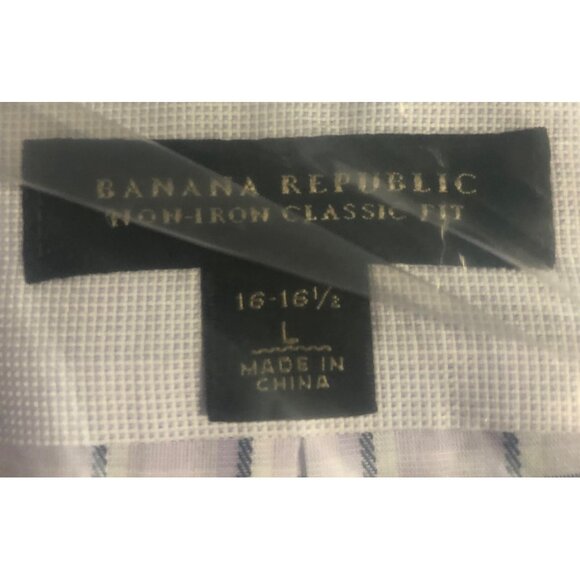 Banana Republic Classic Fit Men's Size L  16-16 1/2 Purple Plaid Button Up Shirt - Picture 6 of 6